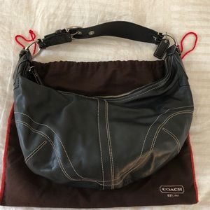 Black leather coach hobo bag